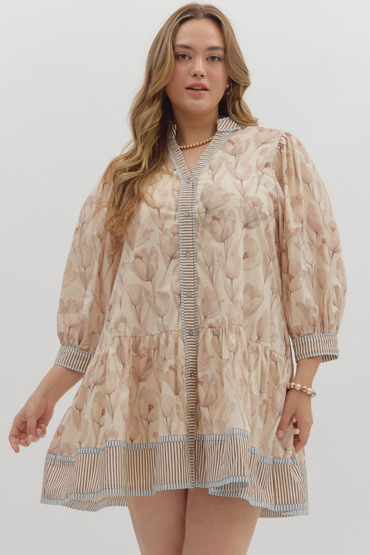 Charlie Ecru Plus Size Mini Dress
