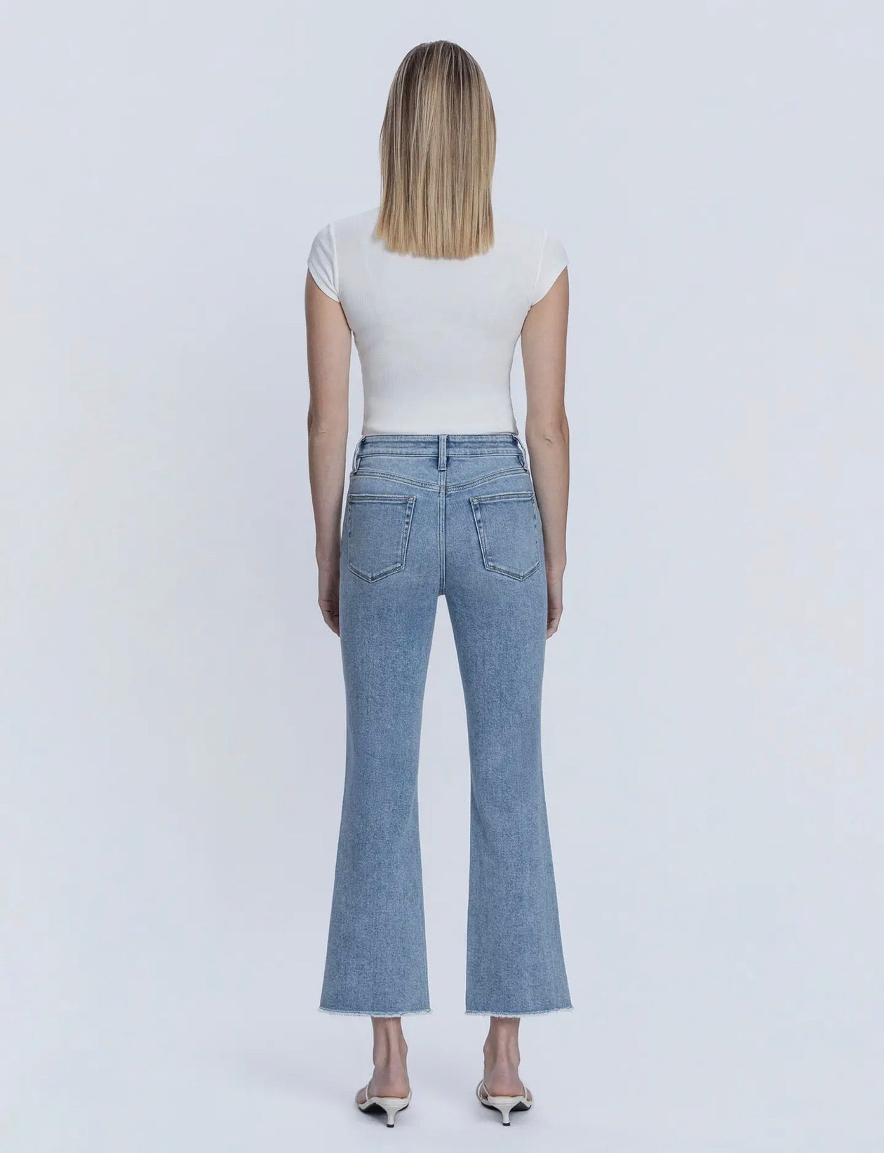 Flying Monkey High Rise Raw Hem Kick Flare Jeans