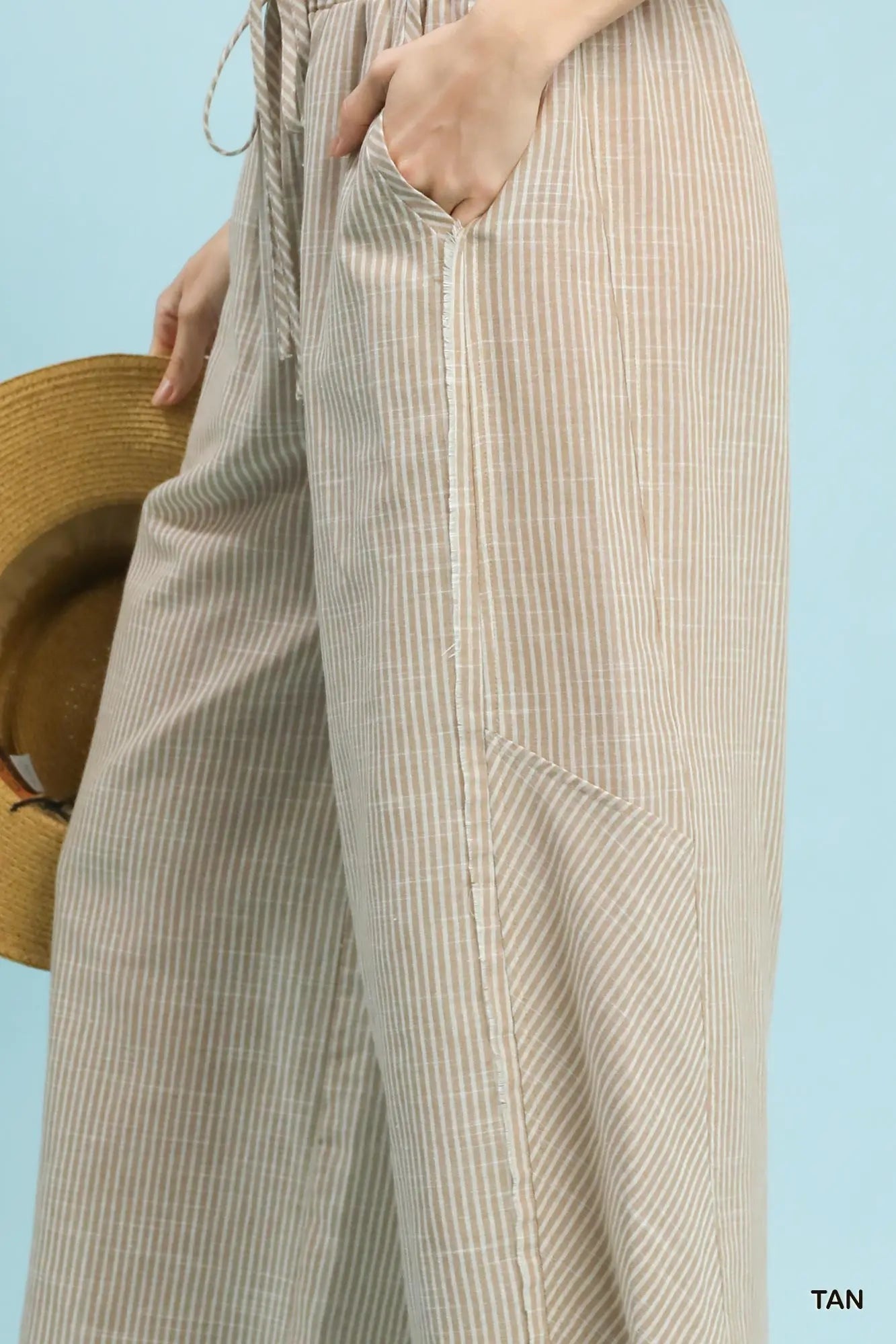 Umgee Linen Blend Striped Pants