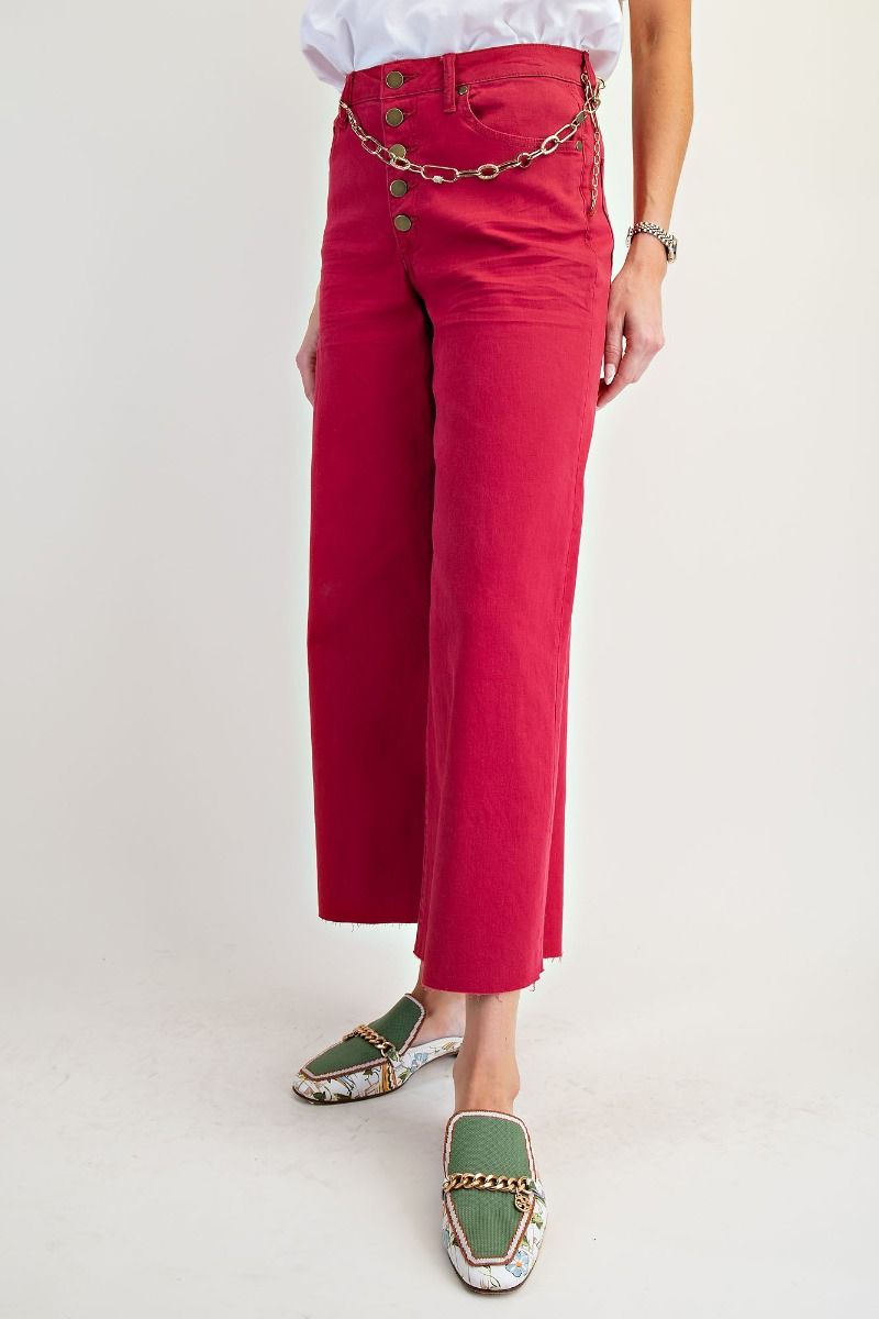 Easel Button Fly Twill Wide Bottom Pants