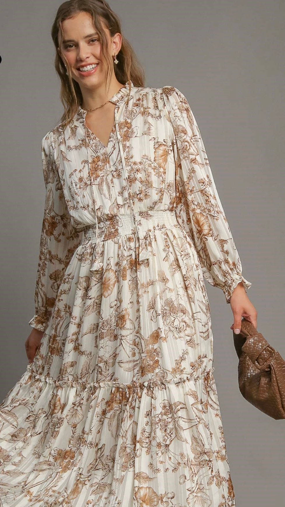 Autumn Floral Midi Dress