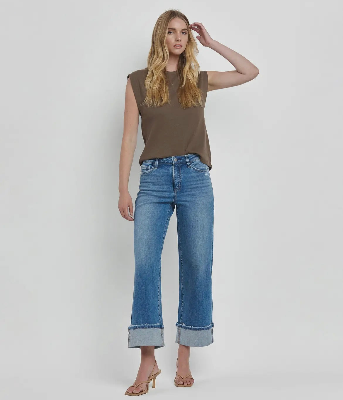 Flying Monkey High Rise Wide Cuff Jeans