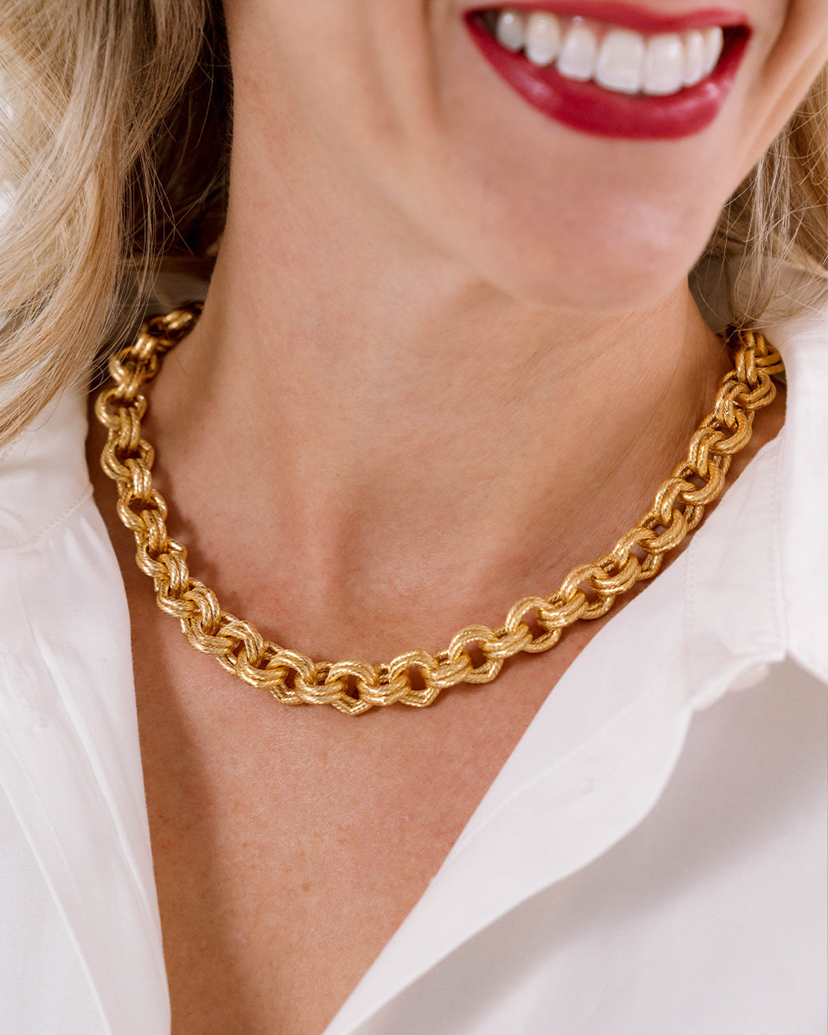Susan Shaw Gold Double Link Chain Necklace