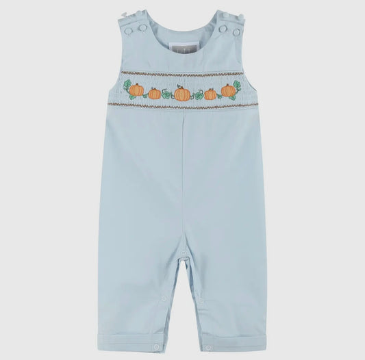 Lil Cactus Light Blue Smocked Pumpkin Overalls