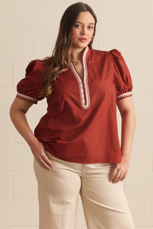 The Sheldon Rust Plus Size Top