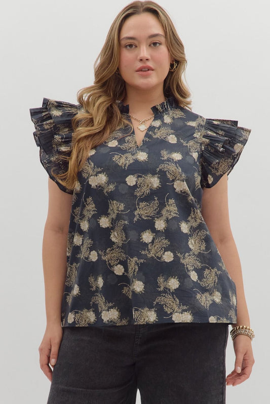 Morgan Dark Navy Plus Size Top