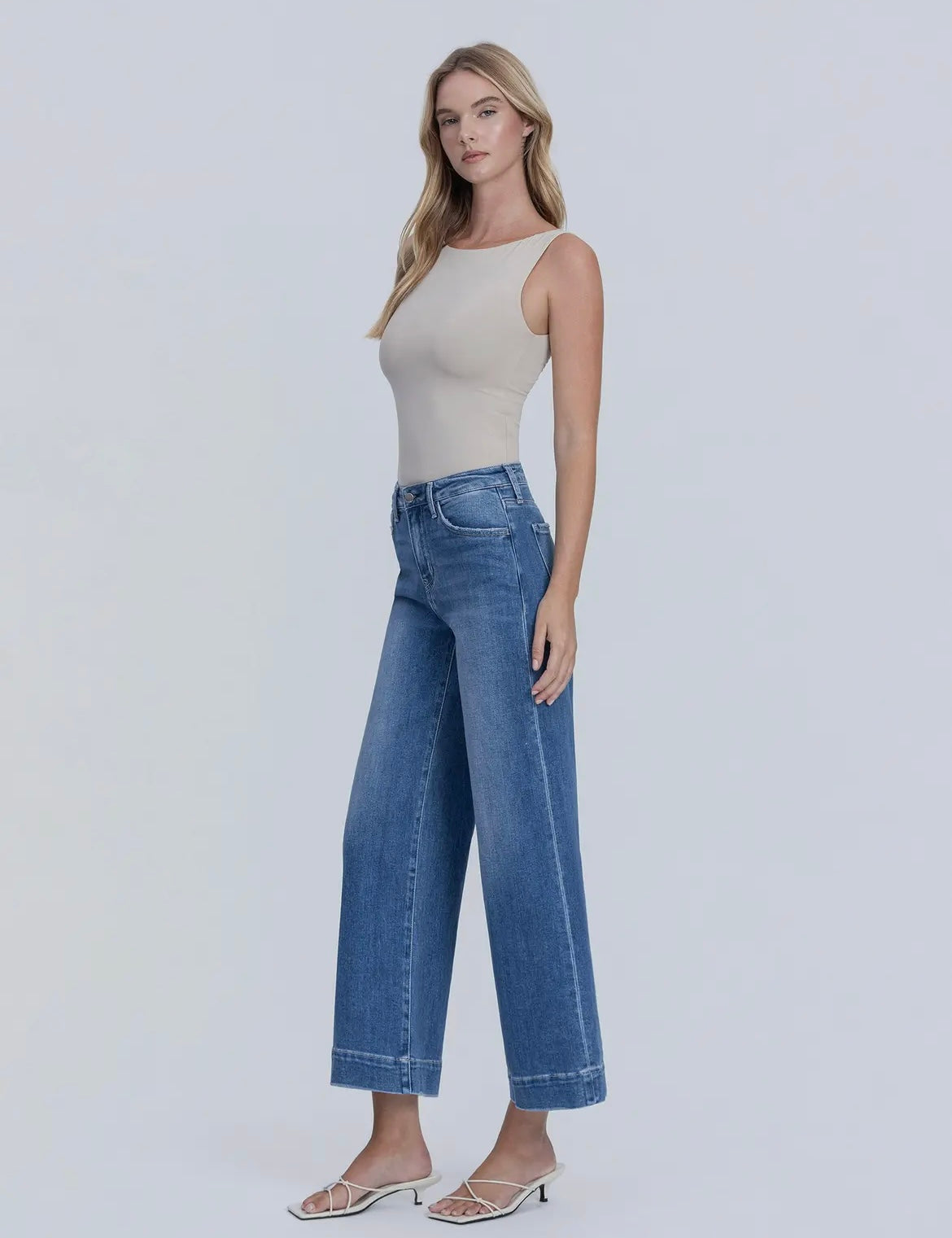 Flying Monkey High Rise Crop Wide Trouser Jeans