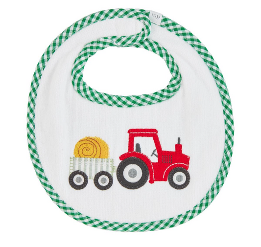 Mud Pie Tractor Farm Appliqué Bib