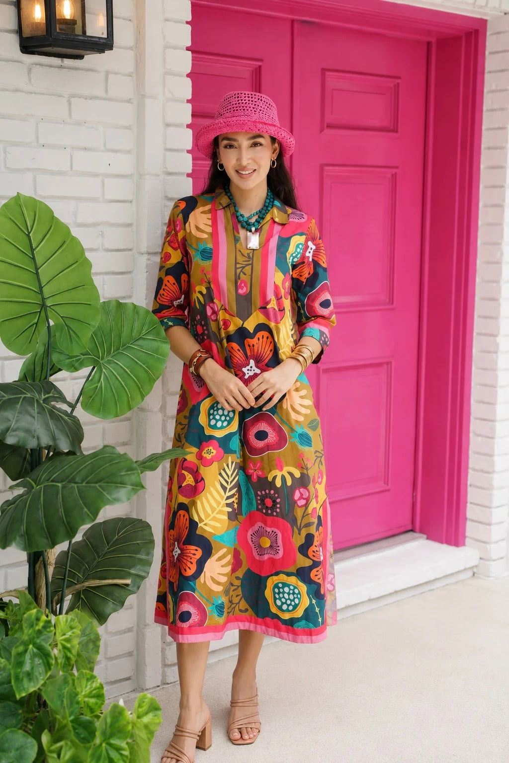 Just Darviny Fall Blossoms Kaftan Dress (***See Size Availability Under Description***)