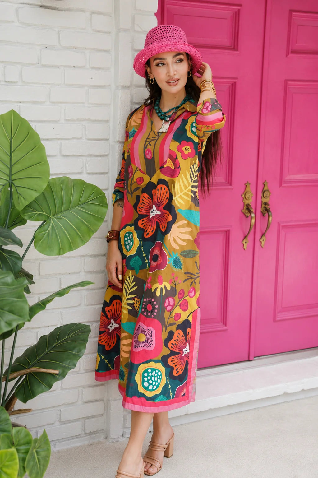 Just Darviny Fall Blossoms Kaftan Dress (***See Size Availability Under Description***)