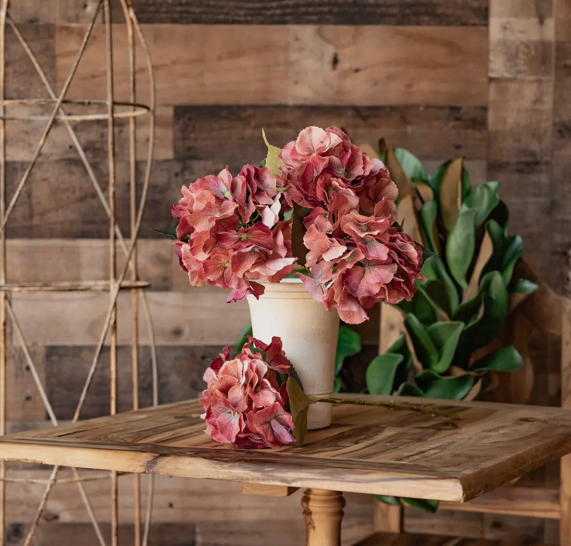 Antique Terra Cotta Hydrangea 14” Stem