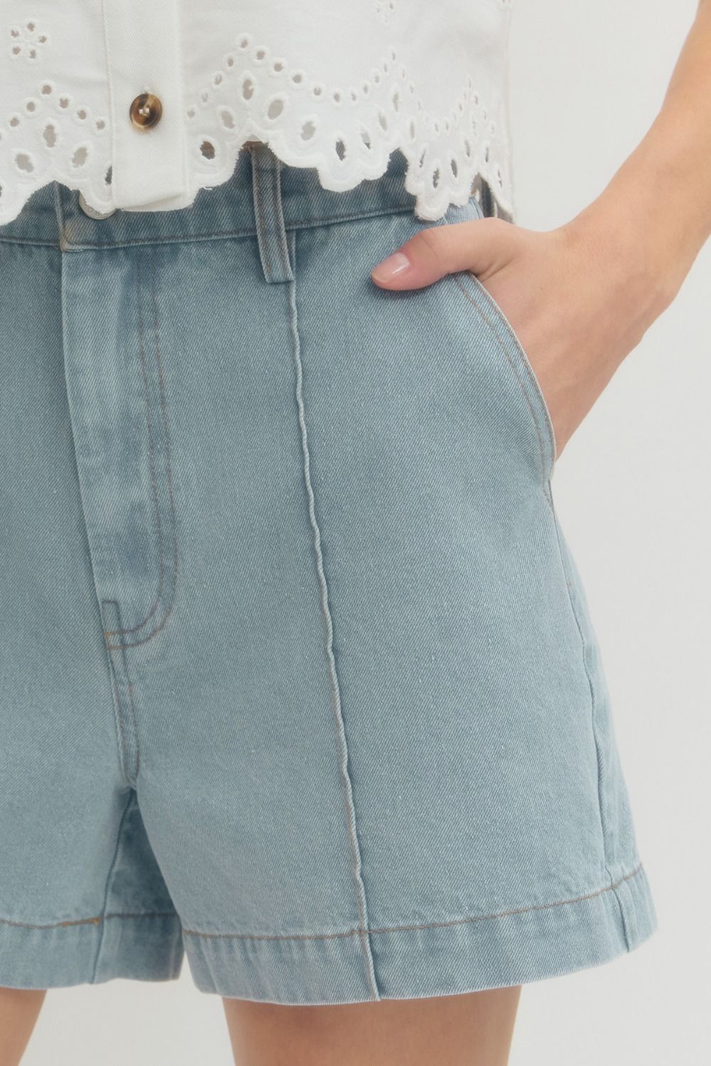 Entro Light Blue Denim Shorts