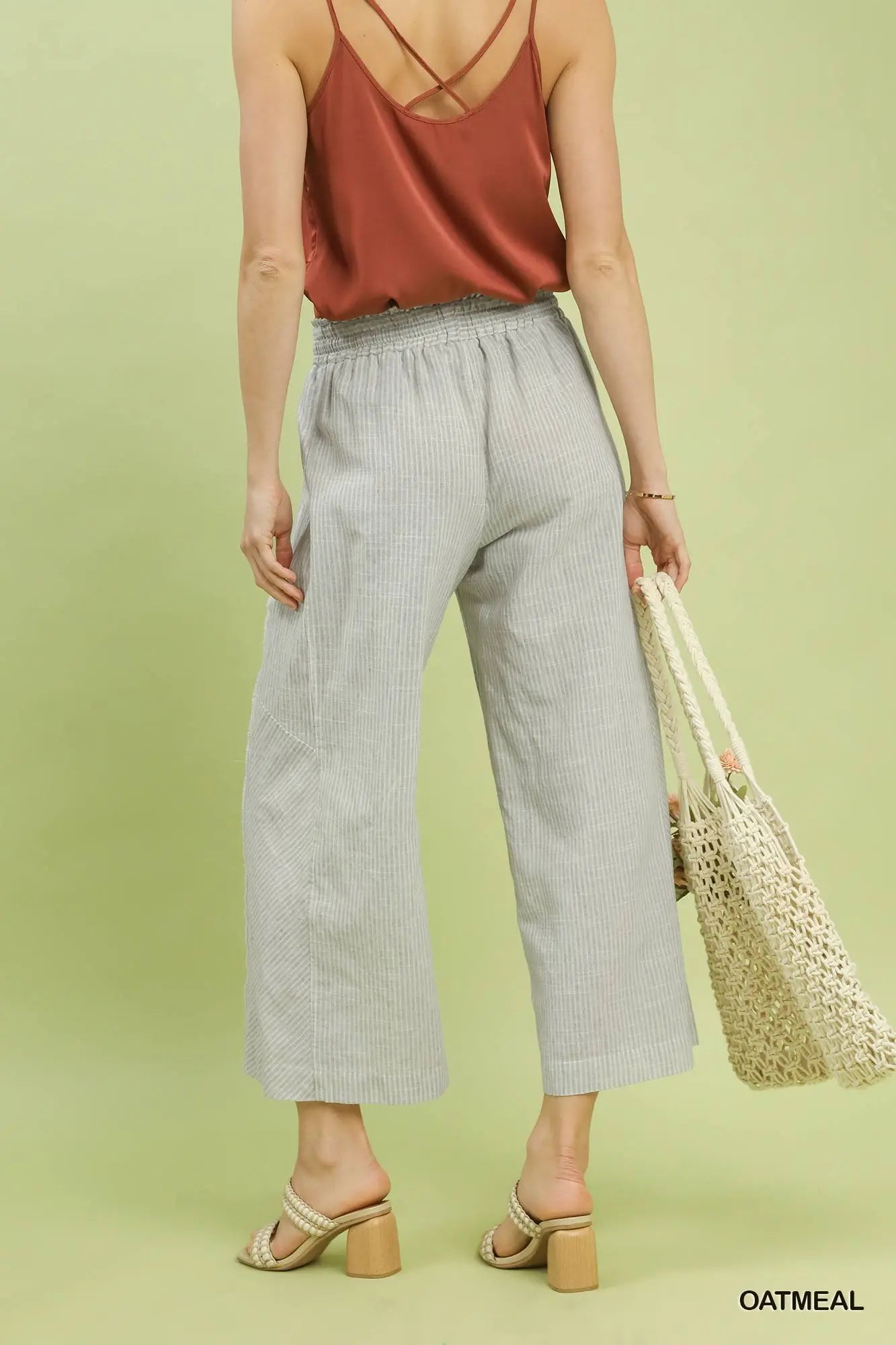 Umgee Linen Blend Striped Pants
