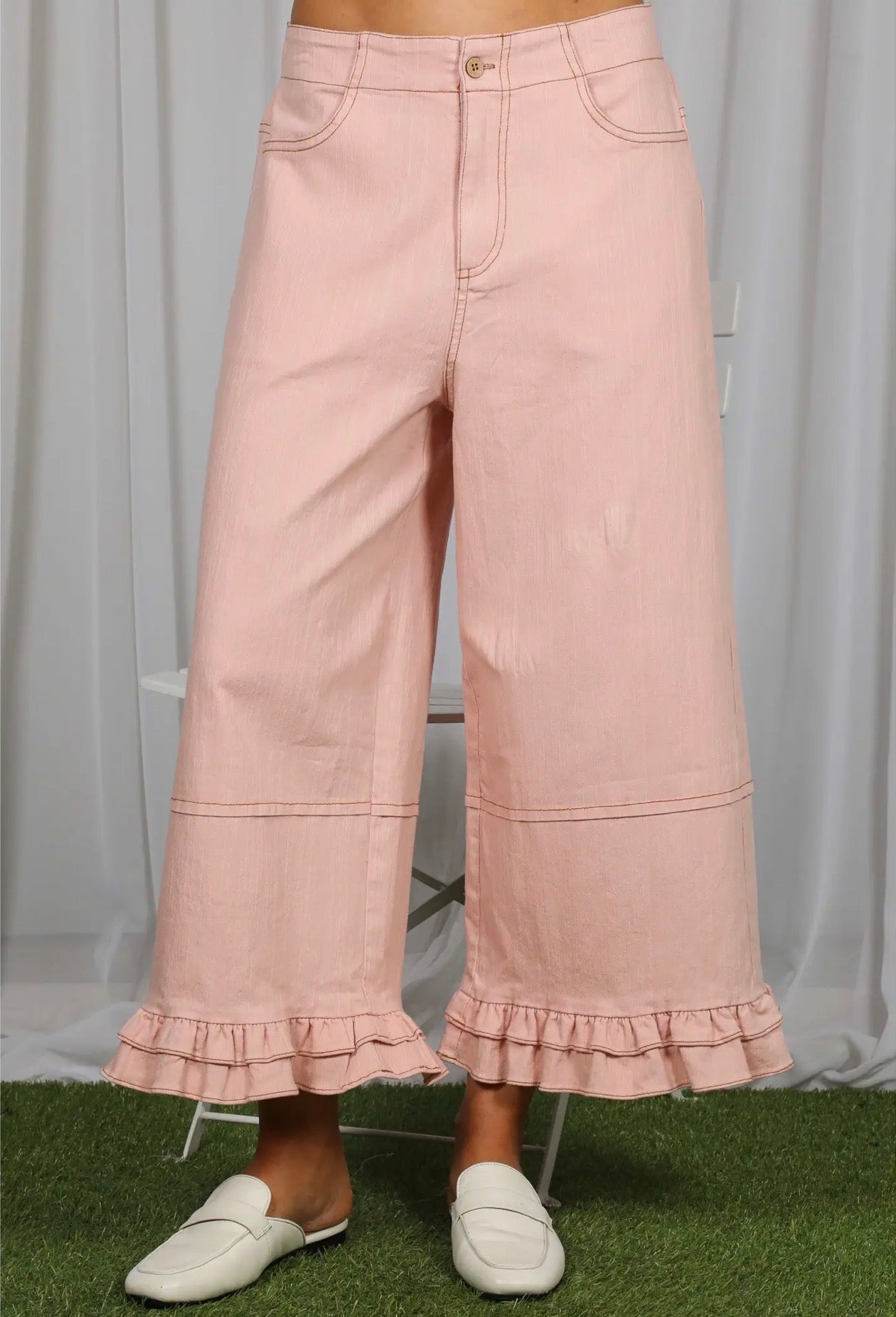 Vine & Love Ruffled Pink Pants