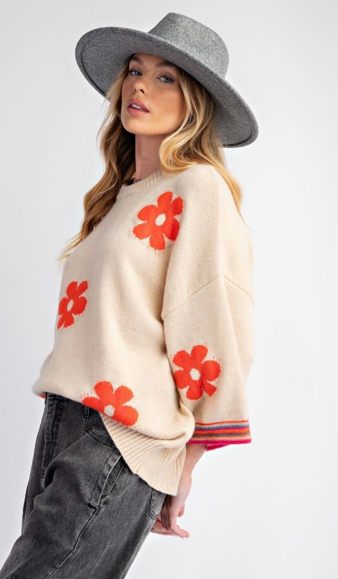 Daisy 3/4 Sleeve Sweater (Plus Size Also Available)