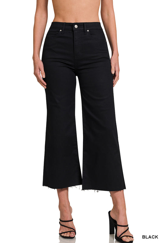 Zenana High Rise Flared Cropped Denim Pants