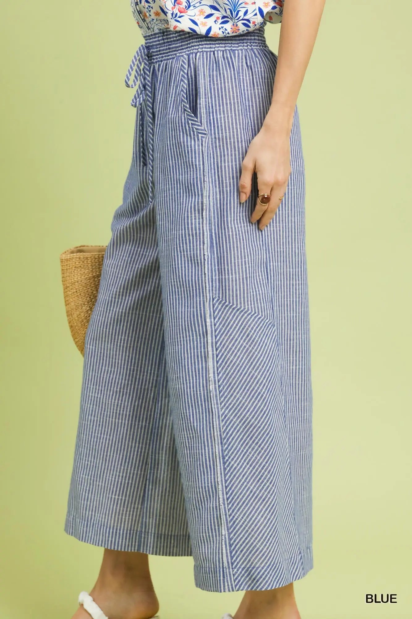 Umgee Linen Blend Striped Pants
