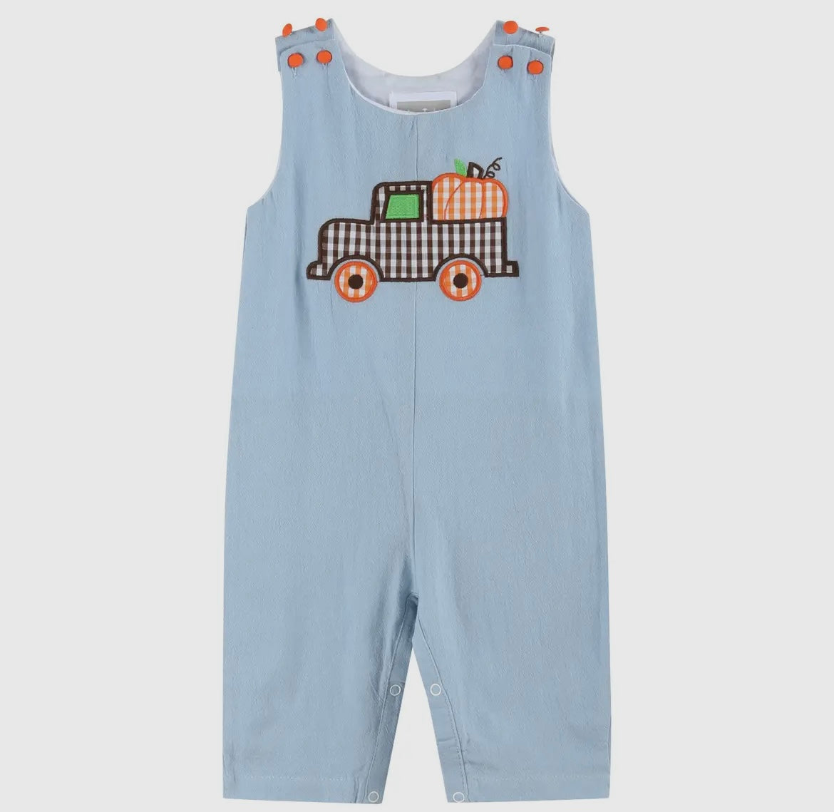 Blue Truck Appliquéd Overalls