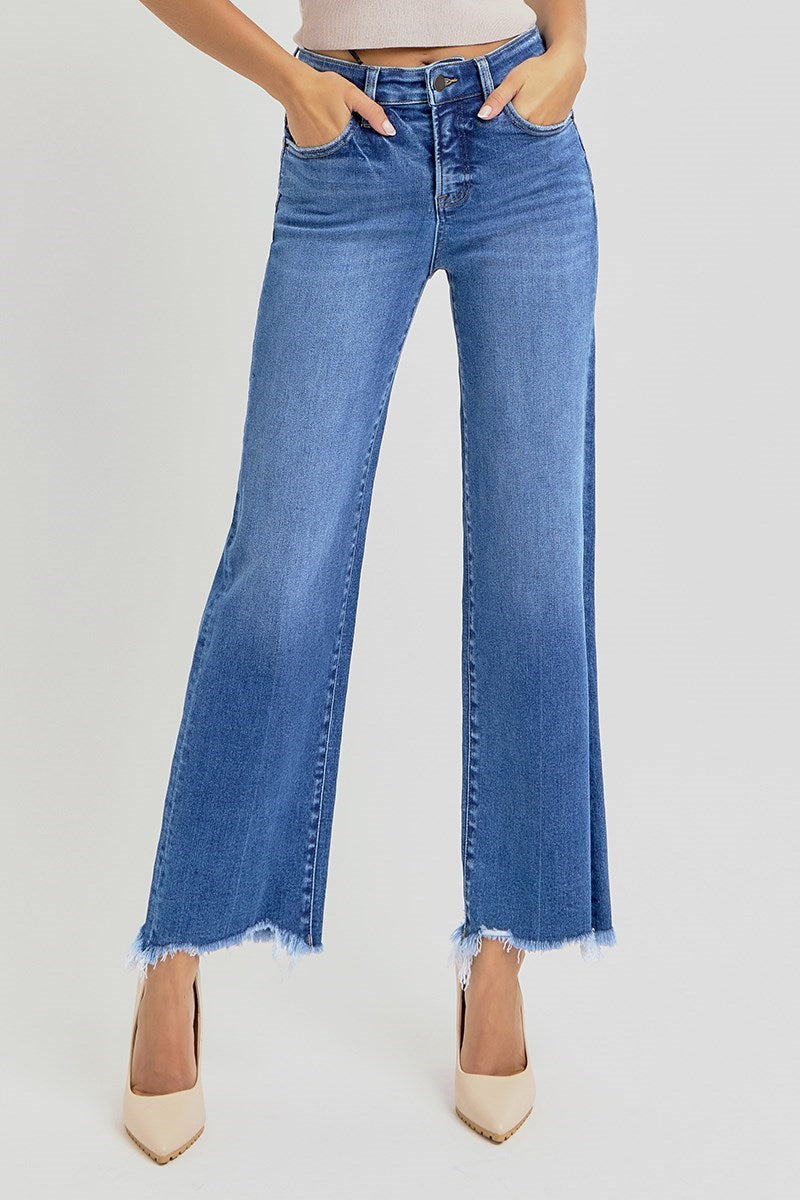 Risen Tummy Control High Rise Ankle Straight Plus Size Jeans