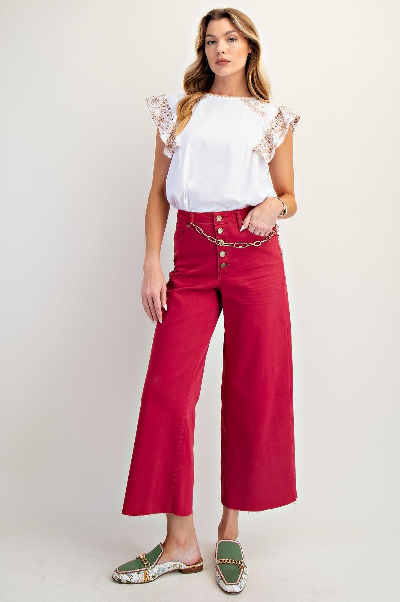 Easel Button Fly Twill Wide Bottom Pants