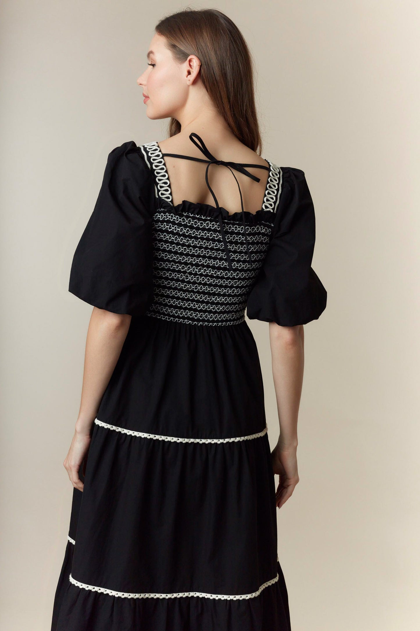 The Lawter Black Smocked Dress