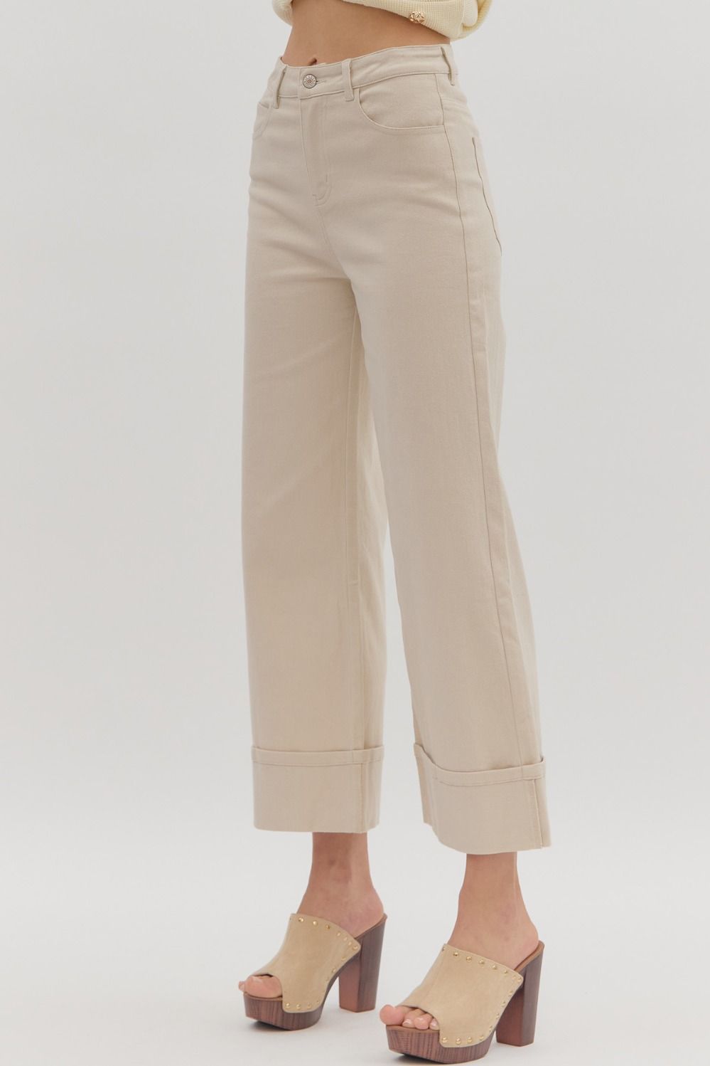 Entro Mid Rise Ankle Length Cuffed Pants