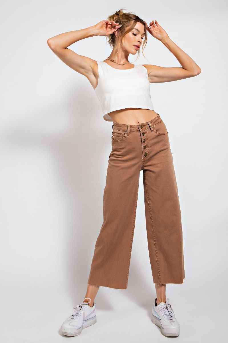 Easel Button Fly Twill Wide Bottom Pants