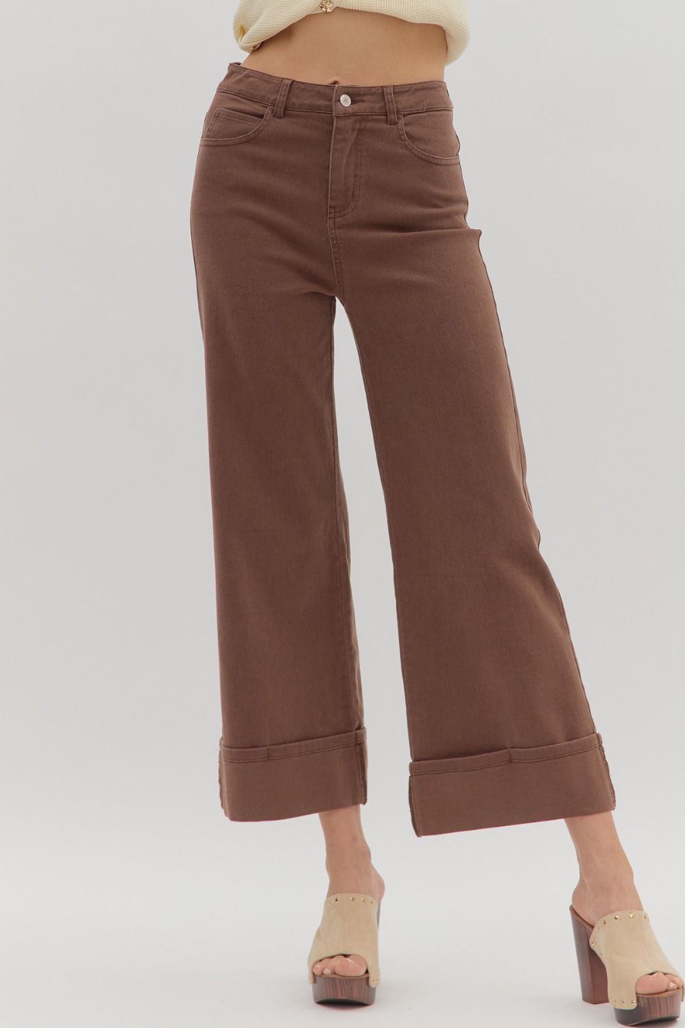 Entro Mid Rise Ankle Length Cuffed Pants