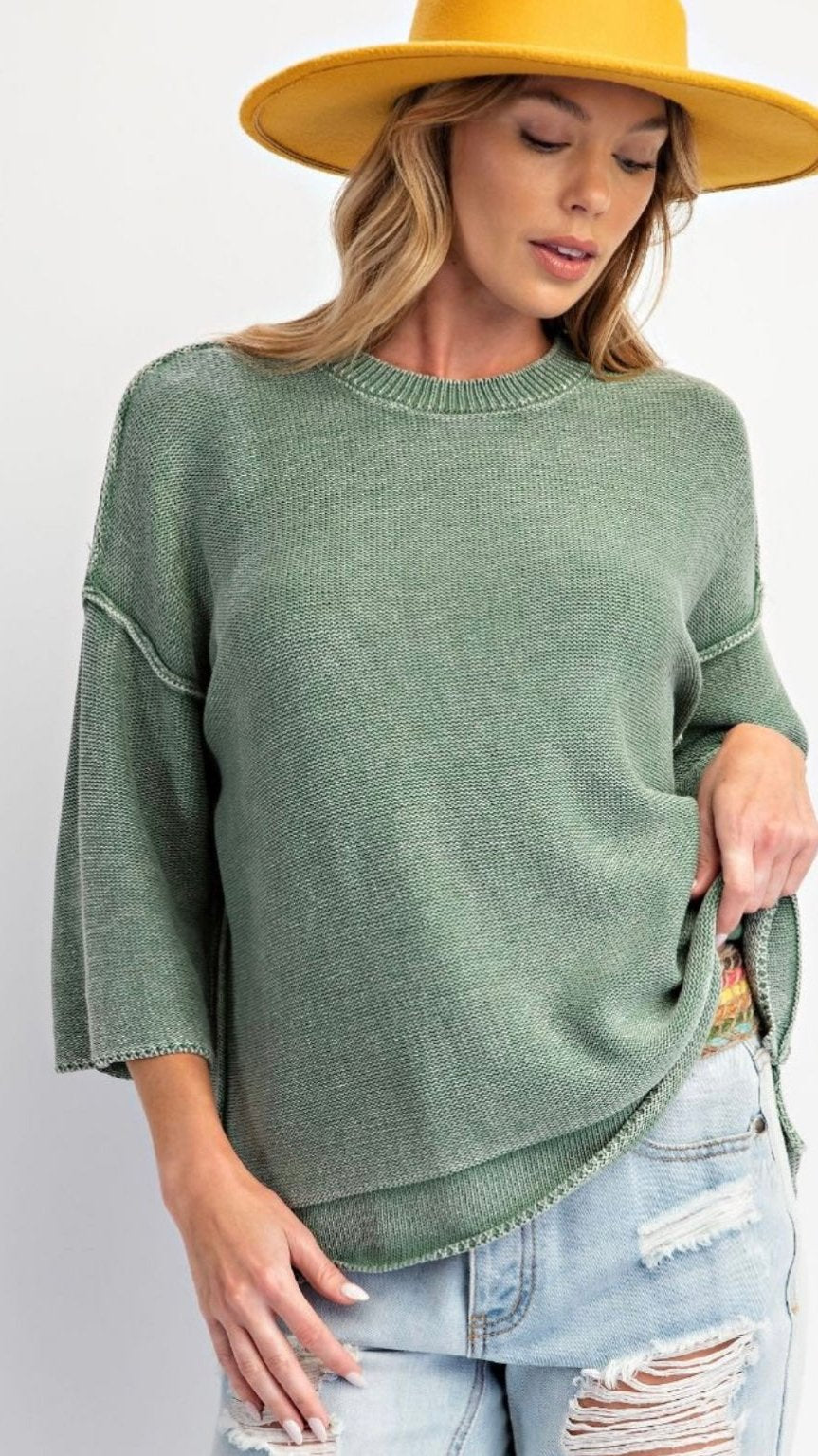 Ainsley Plus Size Casual Oversized Mineral Washed Sweater