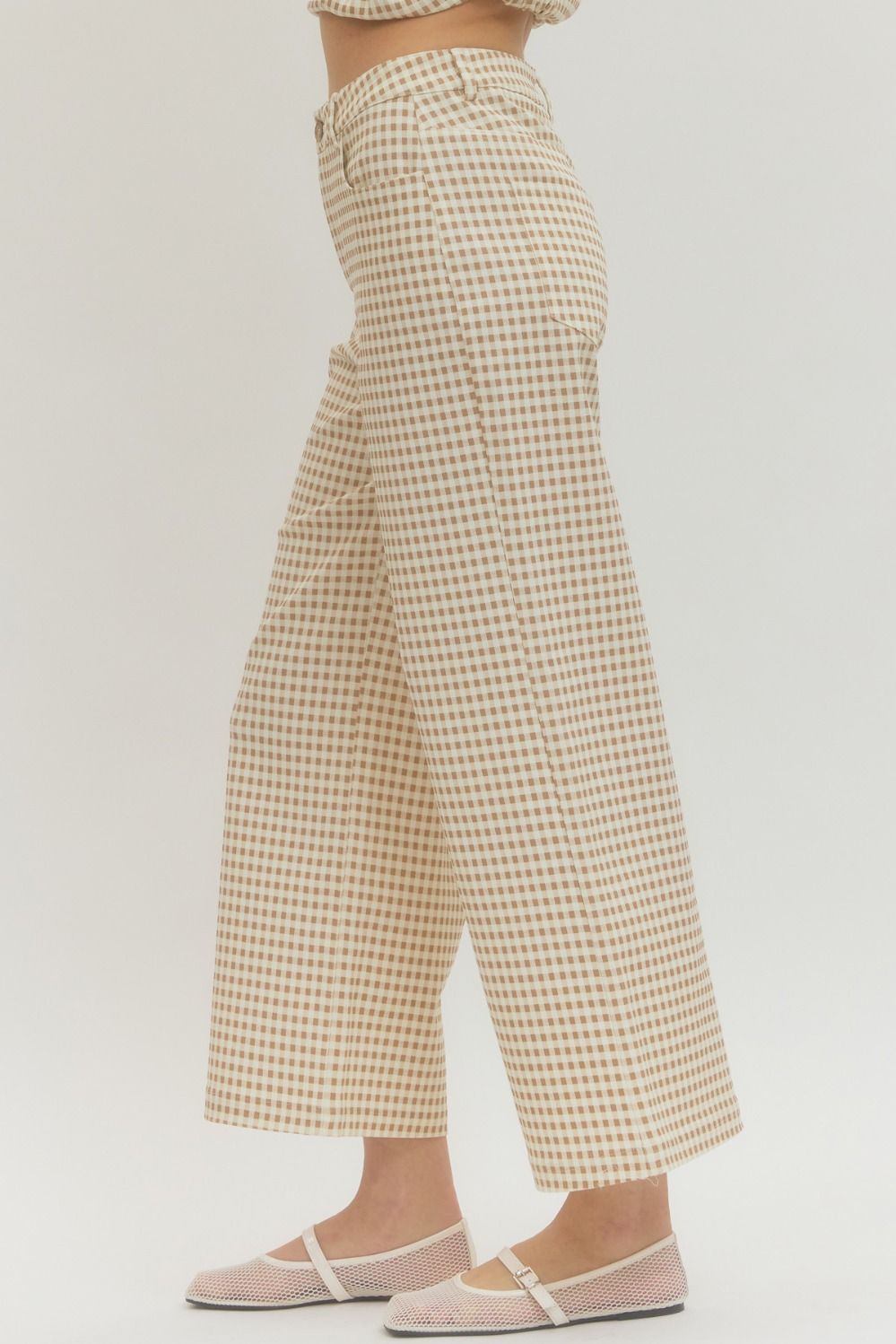 Entro Tan Gingham Checked Pants