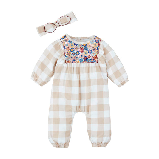 Mud Pie Neutral Checked Longall Outfit