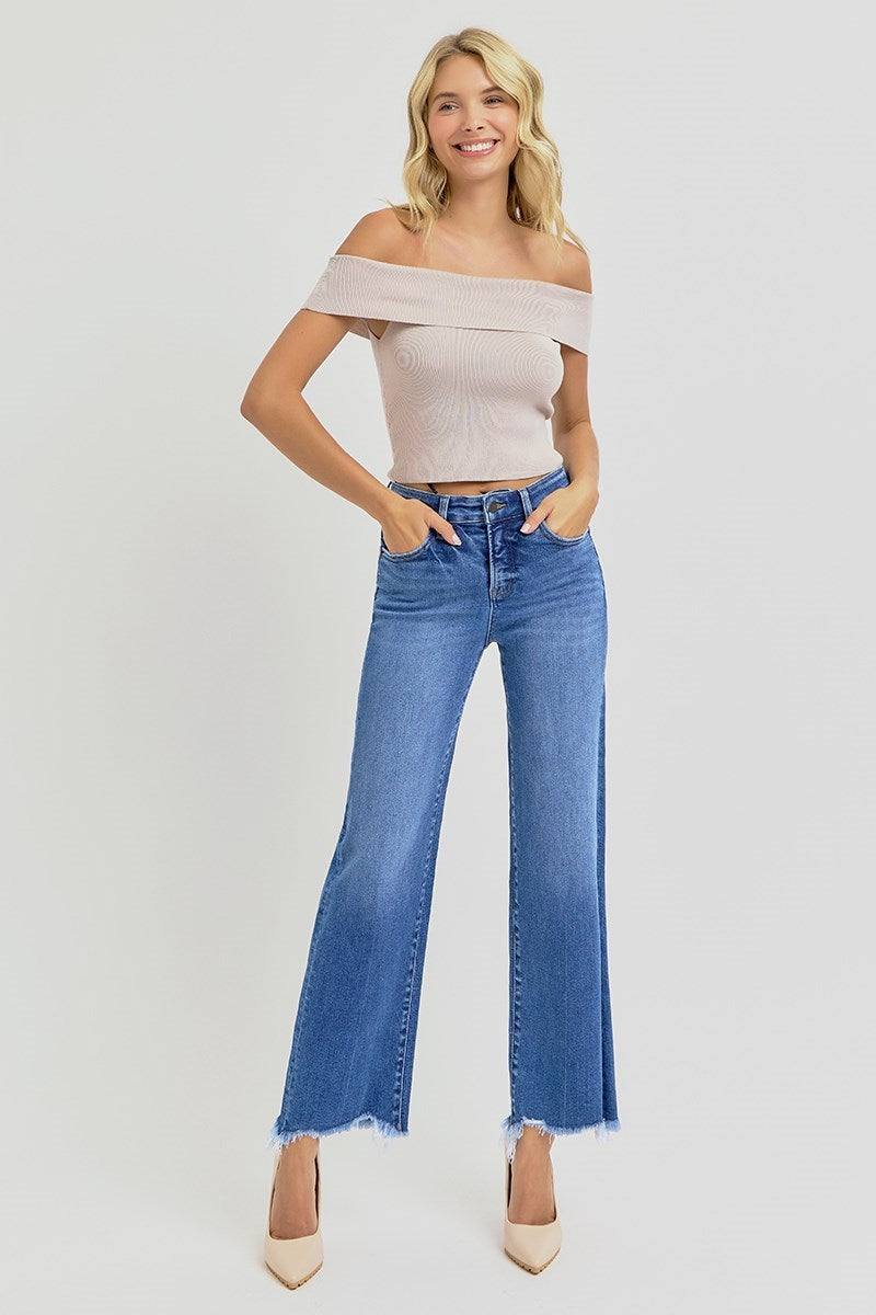 Risen Tummy Control High Rise Ankle Straight Plus Size Jeans