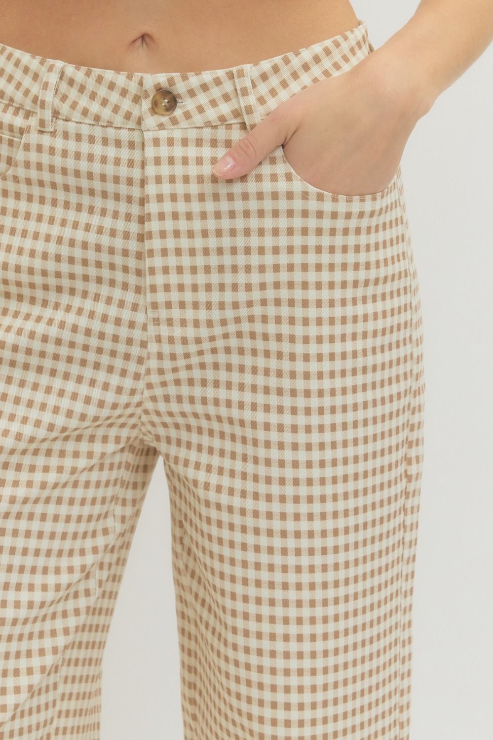 Entro Tan Gingham Checked Pants
