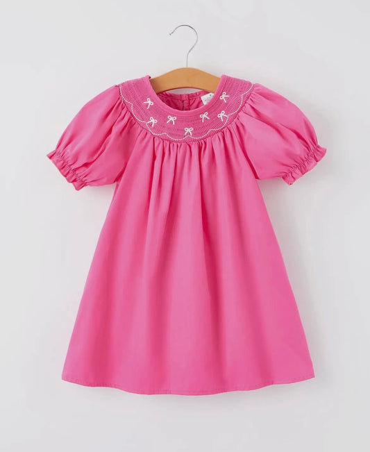Rylee Faith Bow Embroidered Toddler Dress