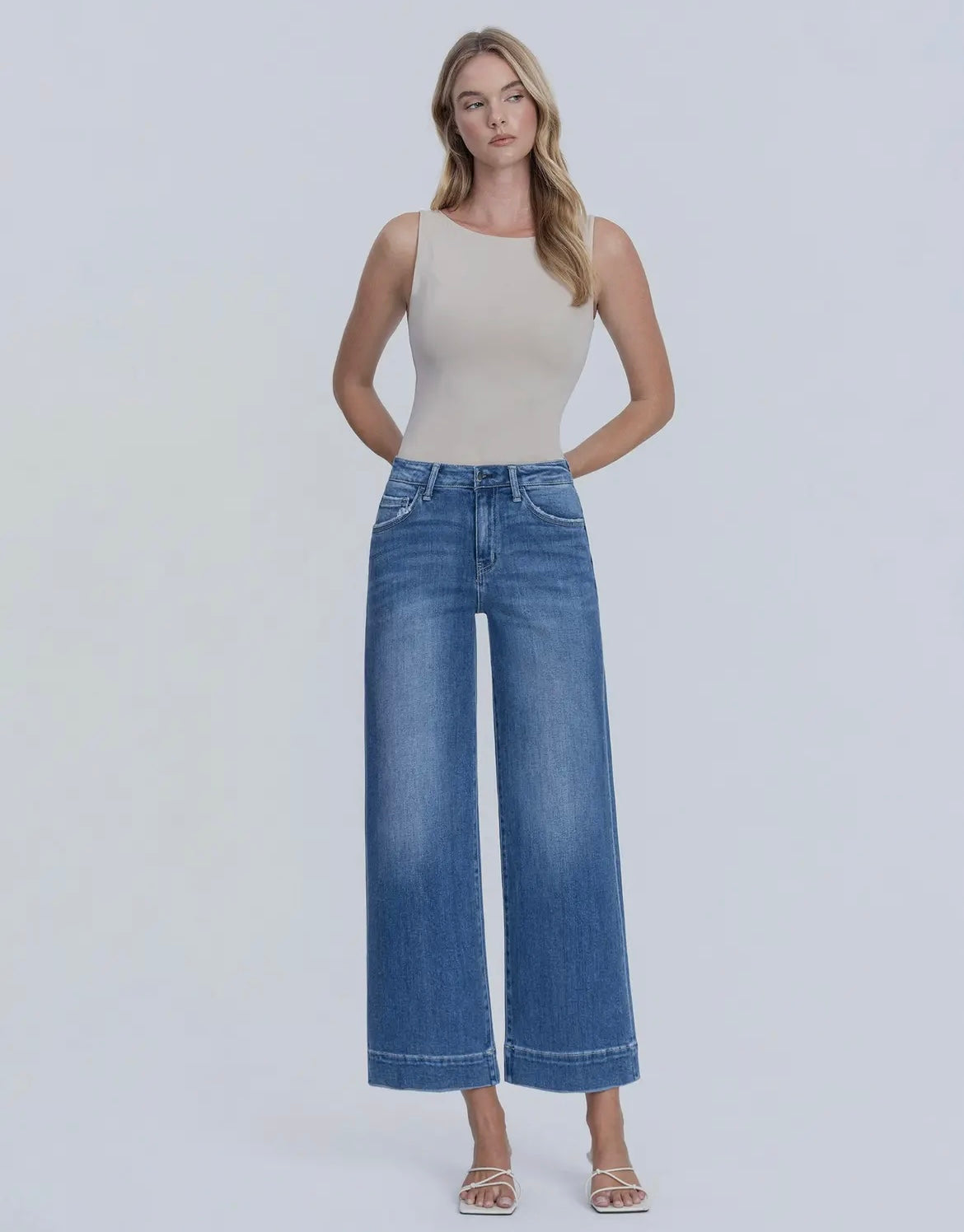 Flying Monkey High Rise Crop Wide Trouser Jeans