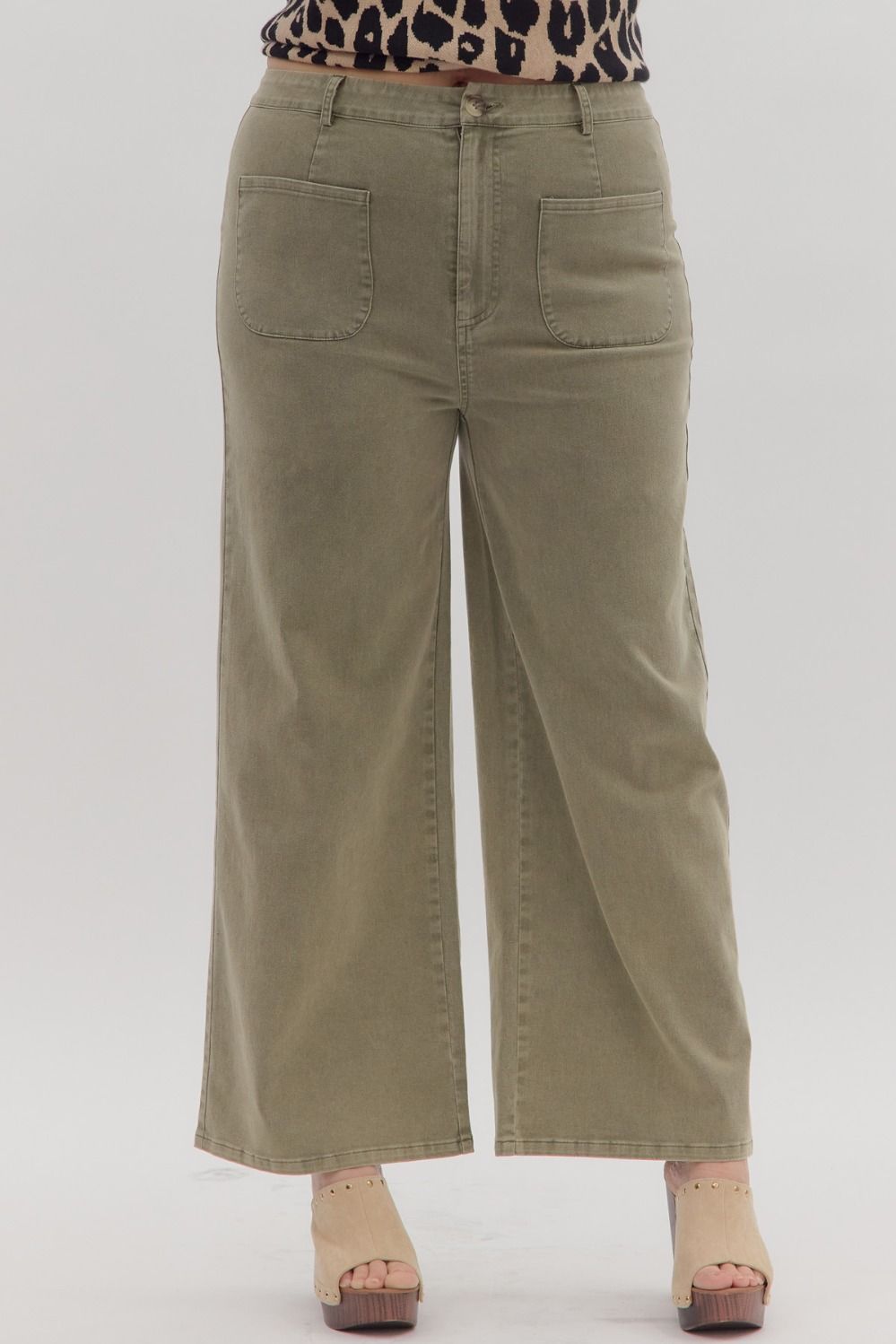 Entro Plus Size Patch Pocket Pants