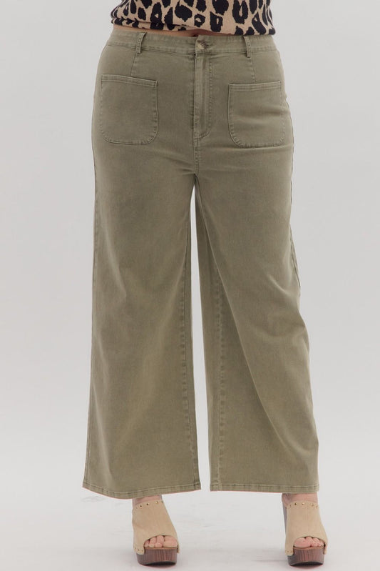 Entro Plus Size Patch Pocket Pants