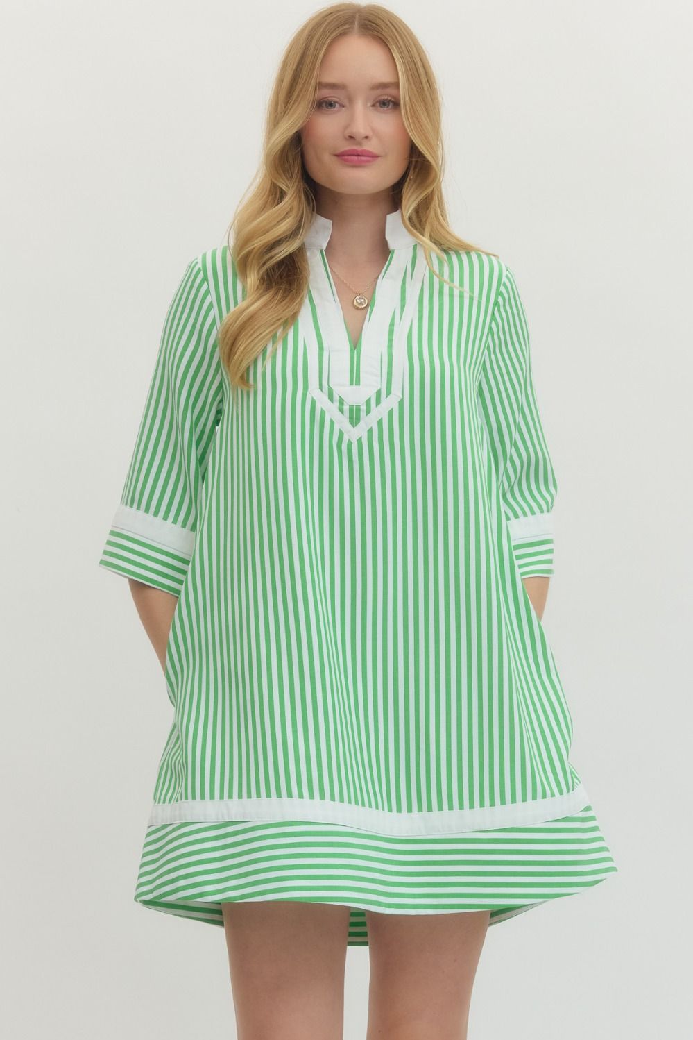 The Brandi Green Striped Dress