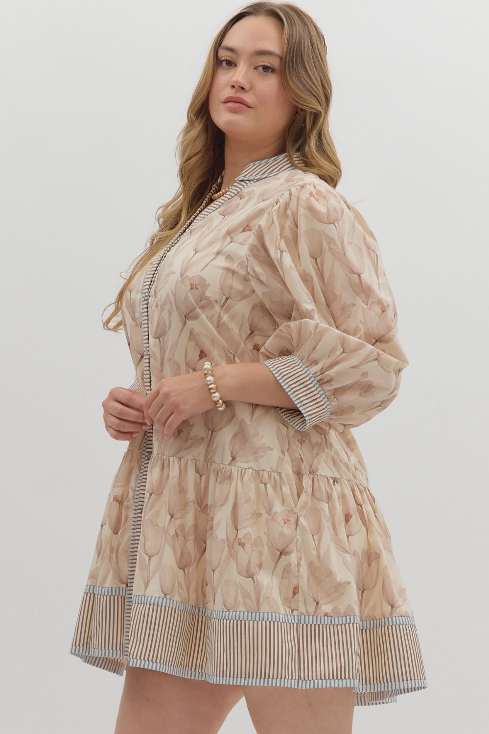 Charlie Ecru Plus Size Mini Dress