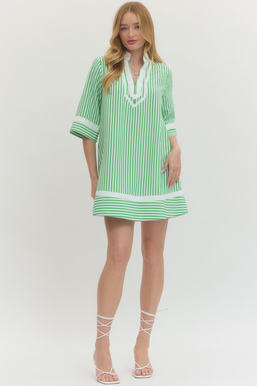 The Brandi Green Striped Dress