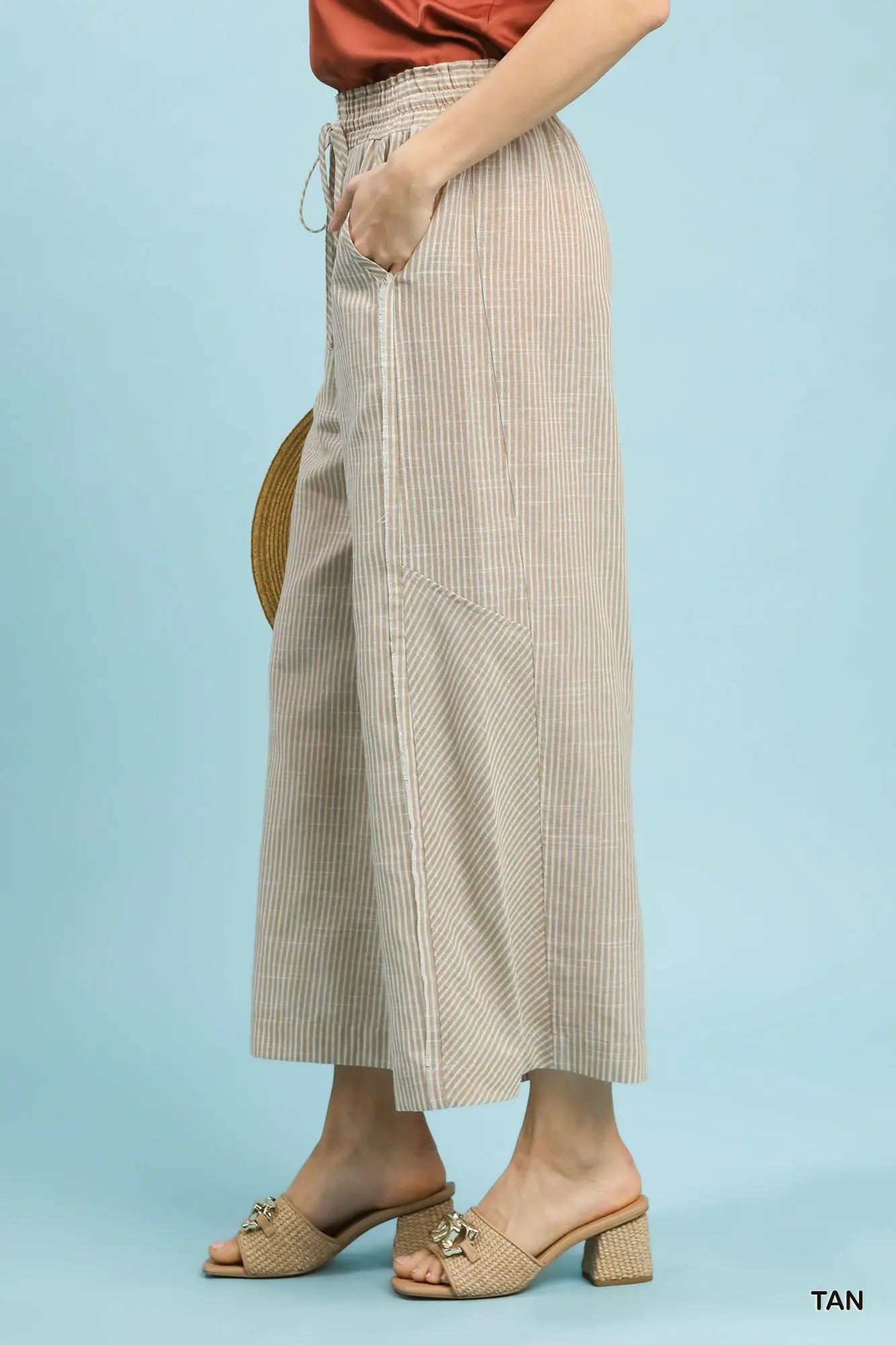 Umgee Linen Blend Striped Pants