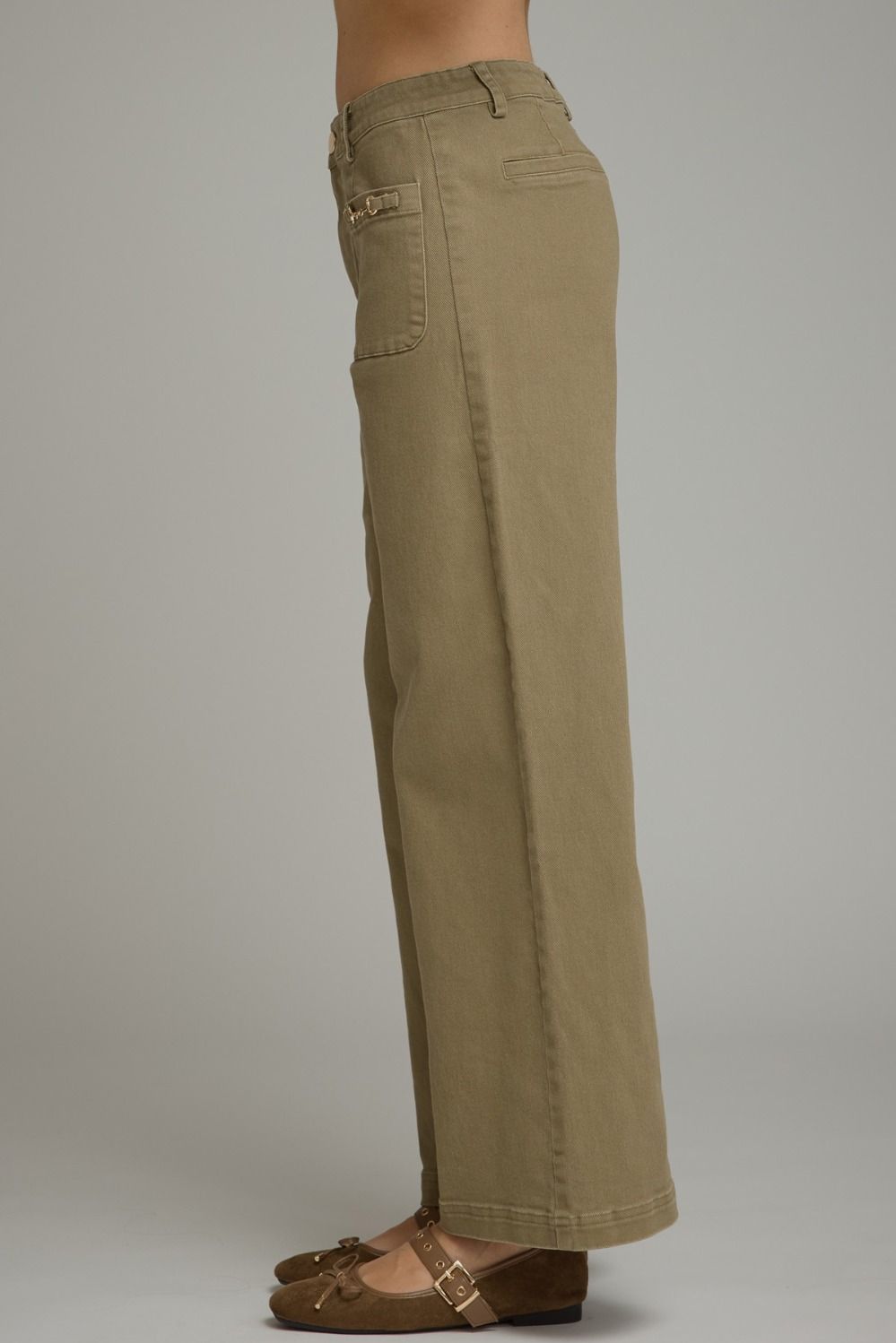 Entro Wide Leg Pants With Horsebit Detail