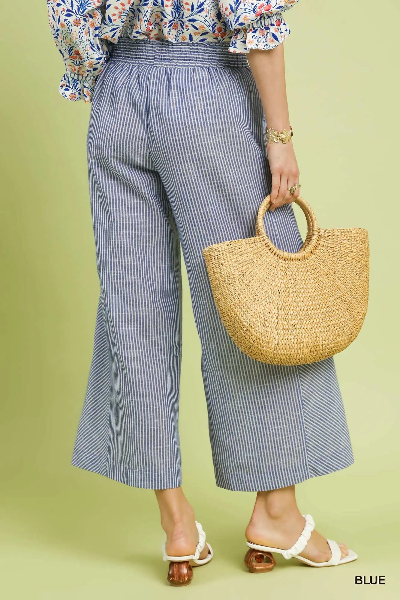 Umgee Linen Blend Striped Pants