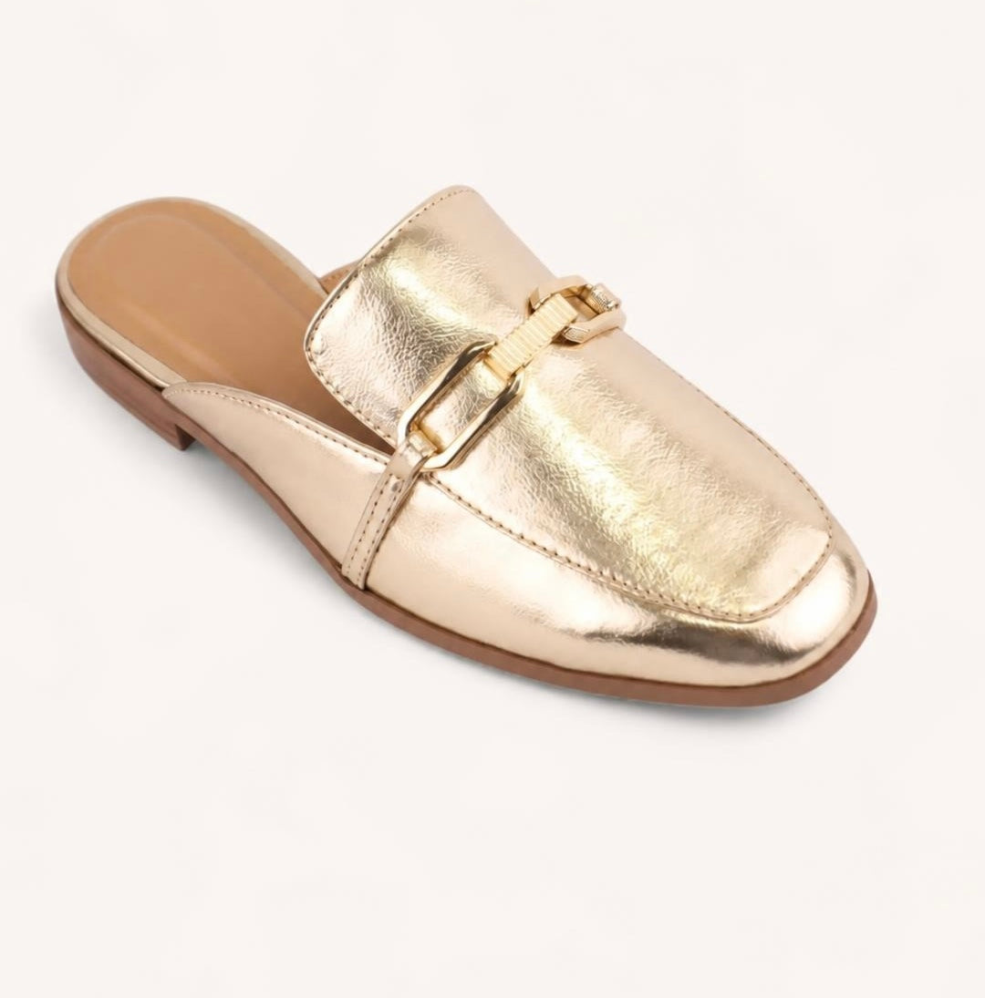 Soda Gold Mule With Horsebit Detail