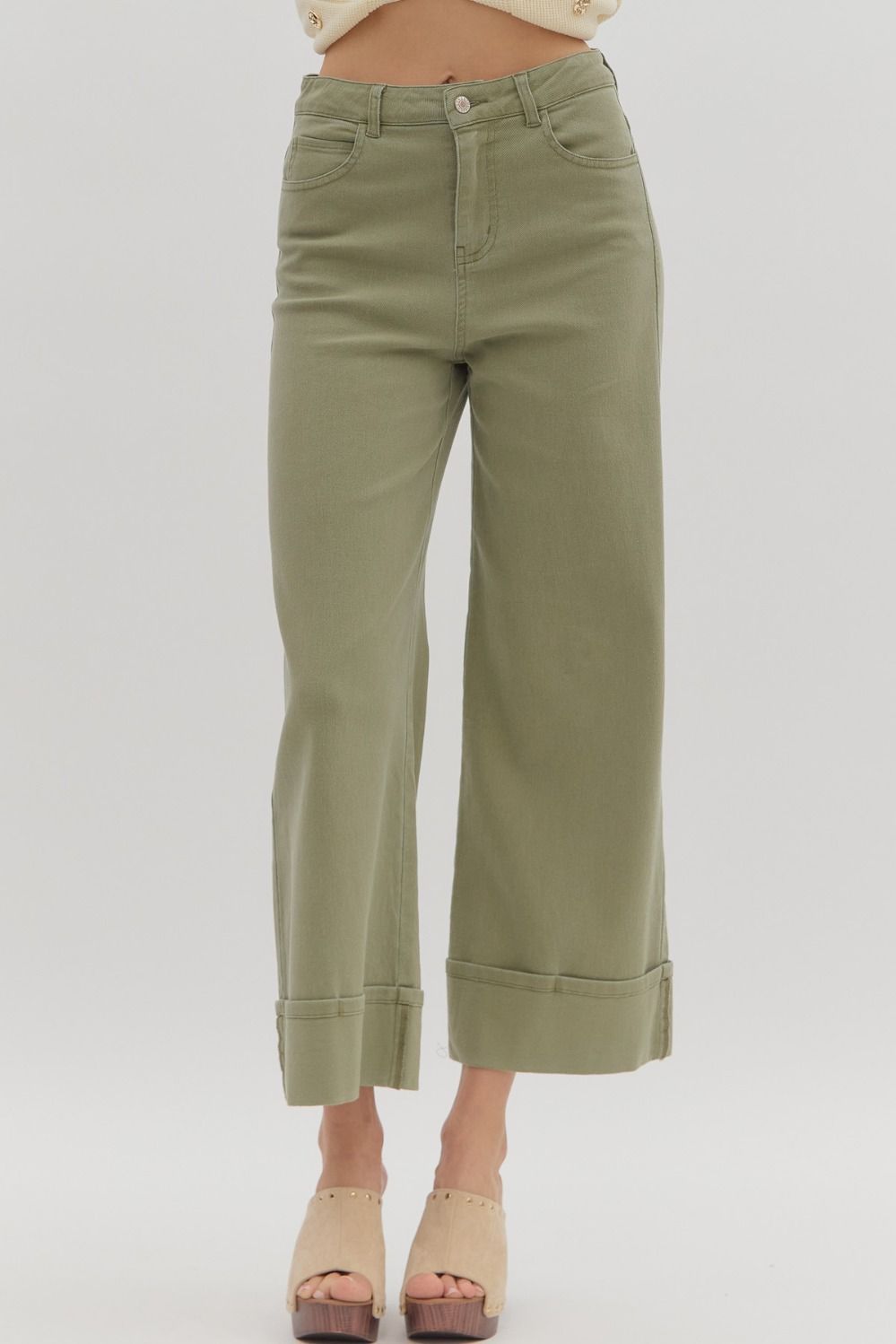 Entro Mid Rise Ankle Length Cuffed Pants