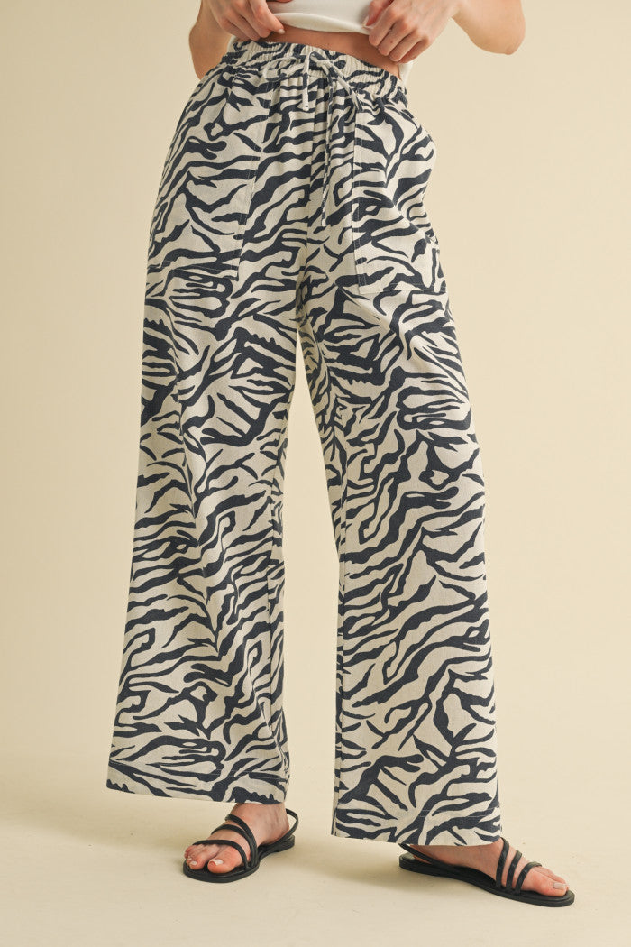 &Merci Navy Zebra Print Pants