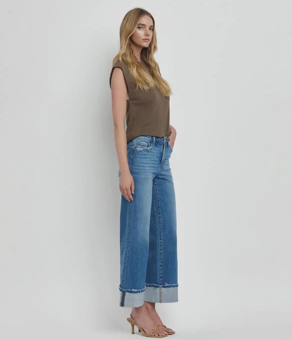 Flying Monkey High Rise Wide Cuff Jeans