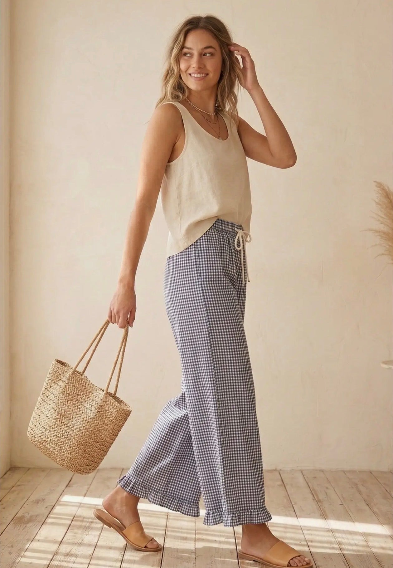 Sewn & Seen Navy Gingham Pants