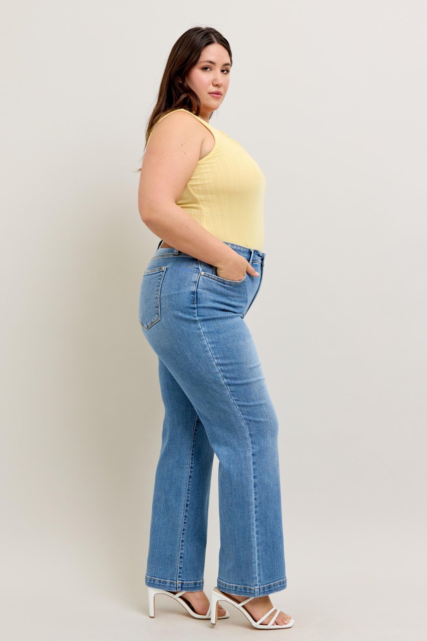 Judy Blue High Waist Trouser Style Straight Fit Plus Size Jeans