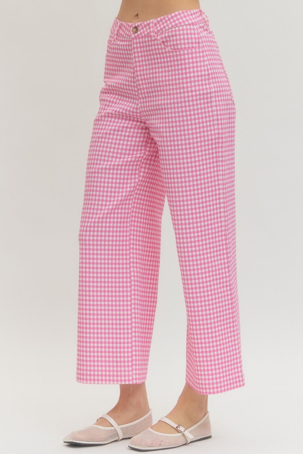 Entro Pink Gingham Checked Pants